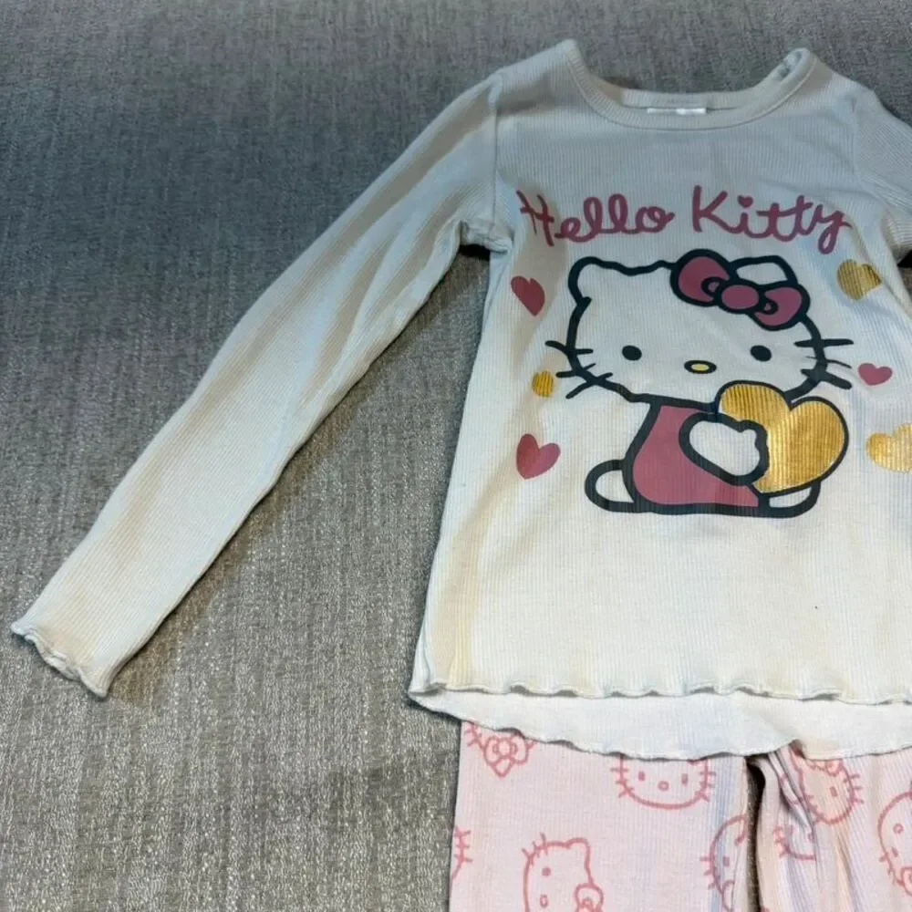 Hello Kitty Girls 4T Toddler 2 piece set pink white cotton